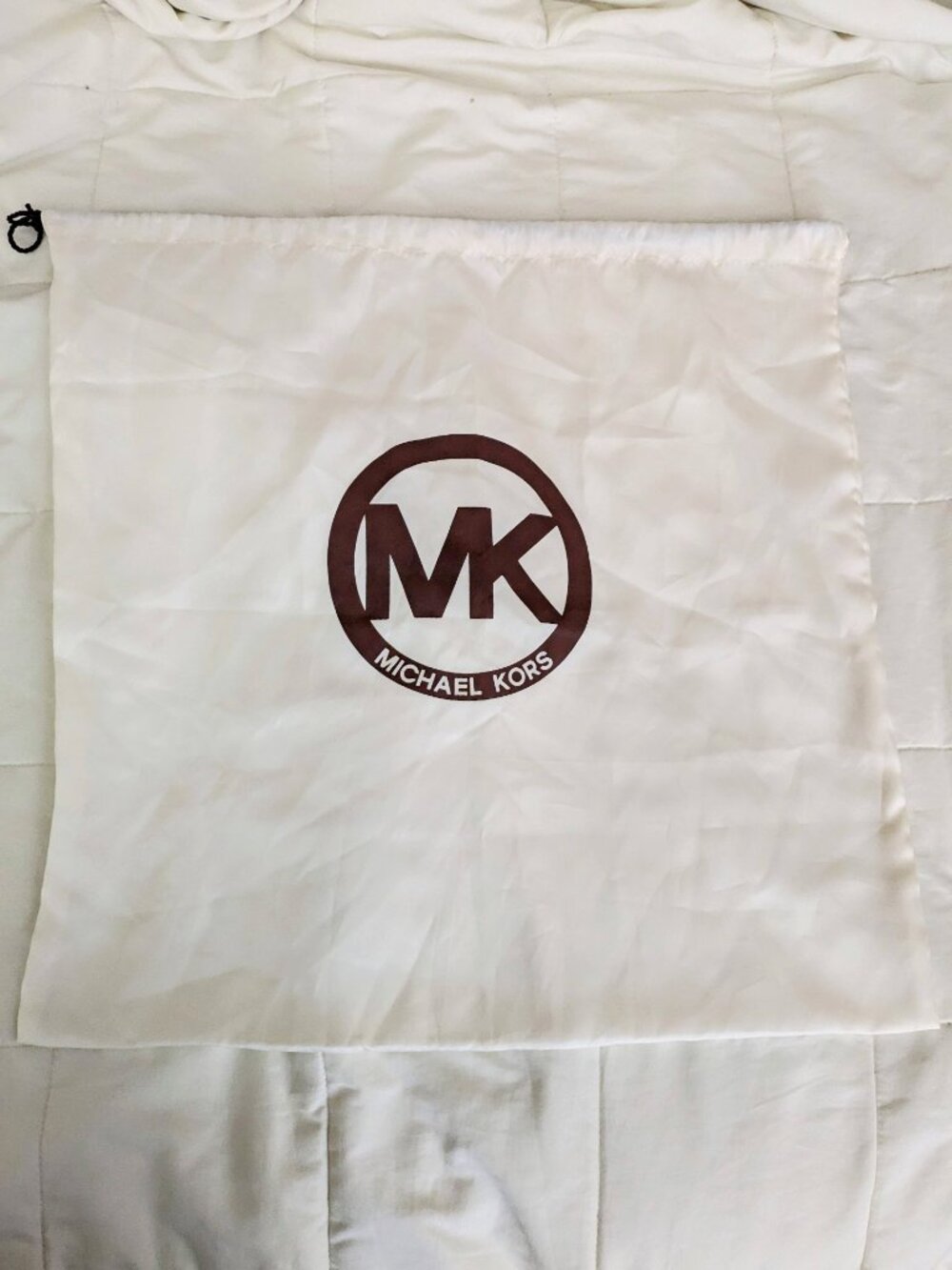 Michael Kors Drawstring Handbag Sateen Dust Bag Cream Brown Large 18.5 x 18.5
